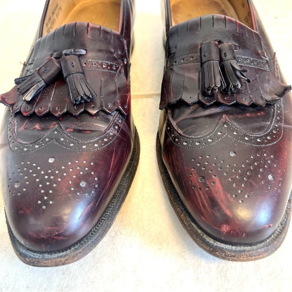 Johnston Murphy Optima Shoes Brogue Wingtips Kiltie Tassel Slip On Burgundy 15B main image 4